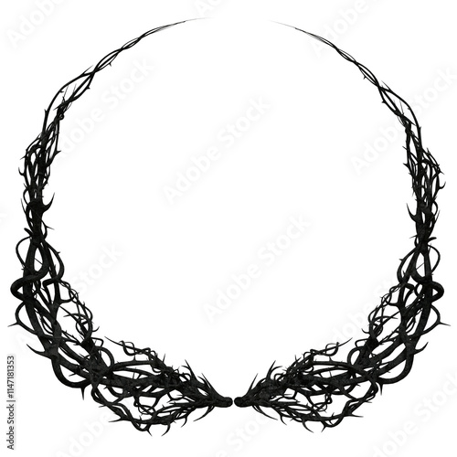 3D rendered wild fantasy wreath made of thorns isolated on transparent background