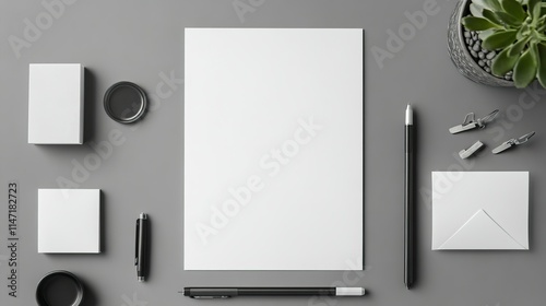 Stationery Flatlay Letterhead Mockup