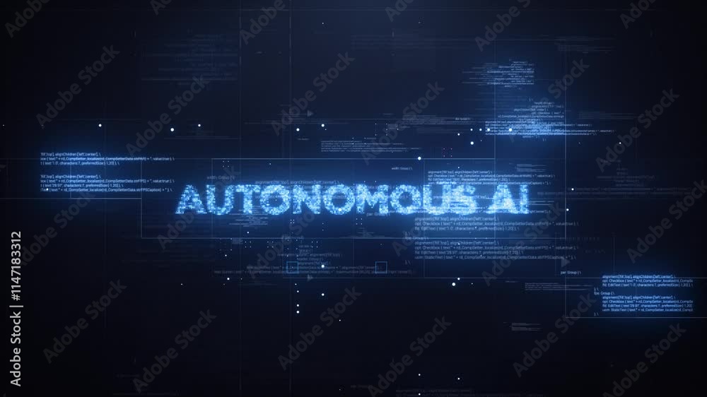 Autonomous AI Word on Dynamic Technology Background Autonomous AI Word on Dynamic Technology Background
