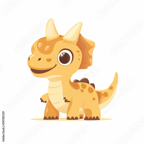 Cute cartoon triceratops dinosaur illustration in vibrant colors