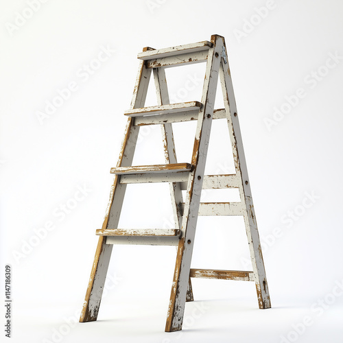 Wooden ladder isolated on white background. High resolution

