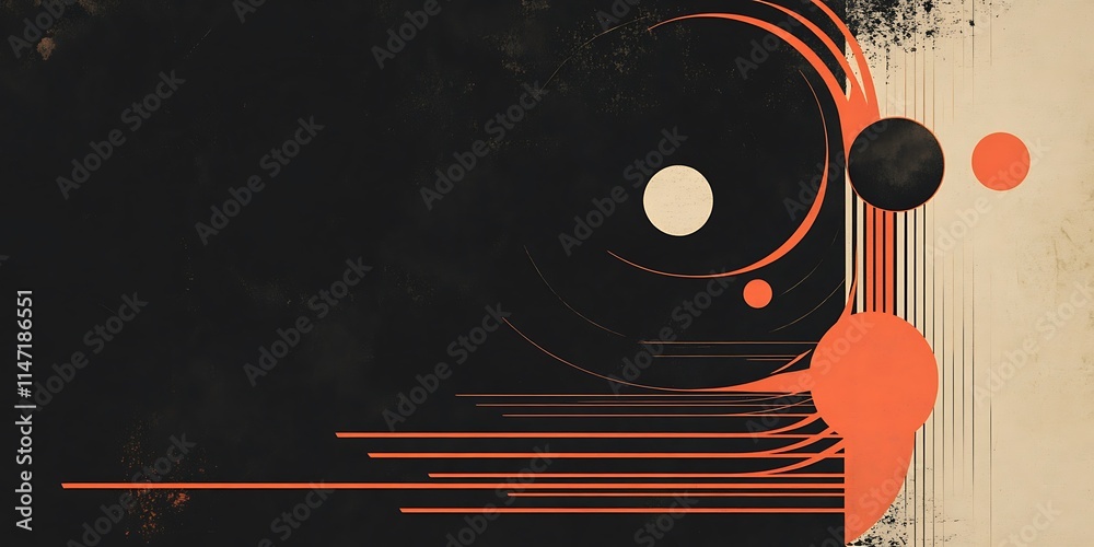 Obraz premium Abstract Geometric Design with Orange and Black Circles
