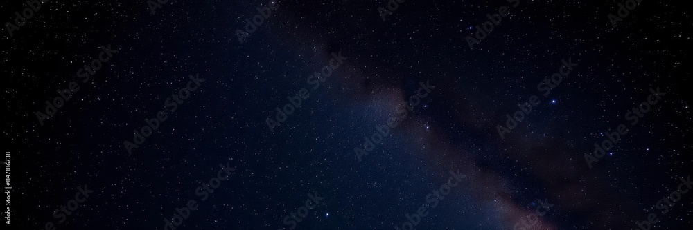 Fototapeta premium Night sky with stars sparkling on a deep black background, milky way, dark, sparkling