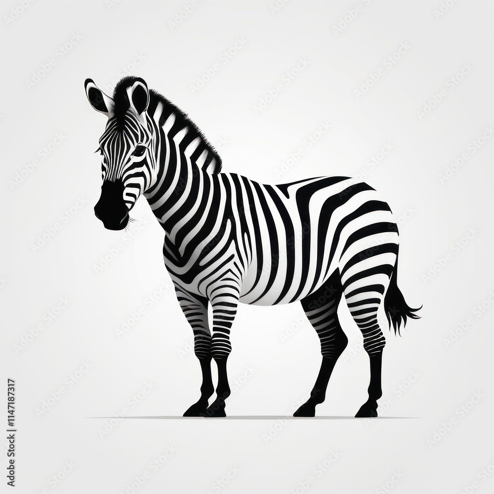 Fototapeta premium A striking black and white zebra stands elegantly