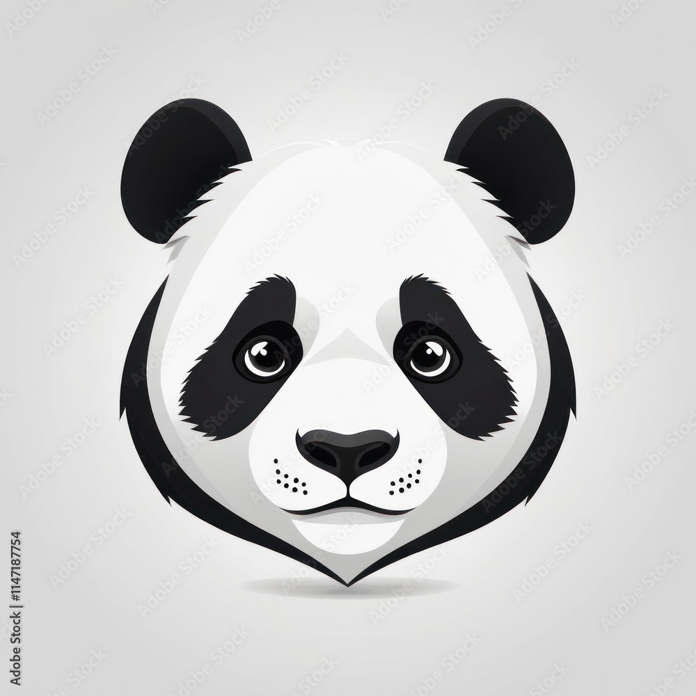 Fototapeta premium Adorable Panda Bear Face Close Up Illustration
