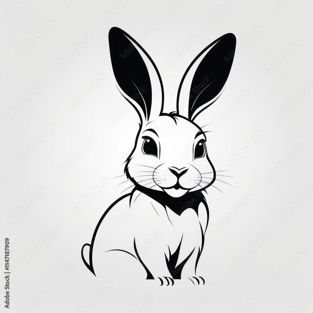 Fototapeta premium A Charming Black And White Rabbit Illustration