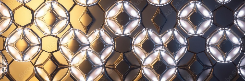 Hexagonal abstract metal background with soft light, backdrop, repeating, composition Hexagonal abstract metal background with soft light, backdrop, repeating, composition