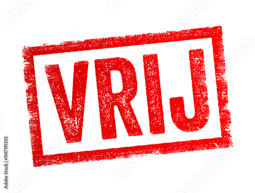 VRIJ is Dutch word means Free, Available or Unrestricted or liberated in English, text concept stamp