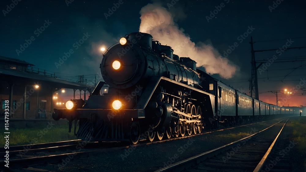 Obraz premium steam train at night