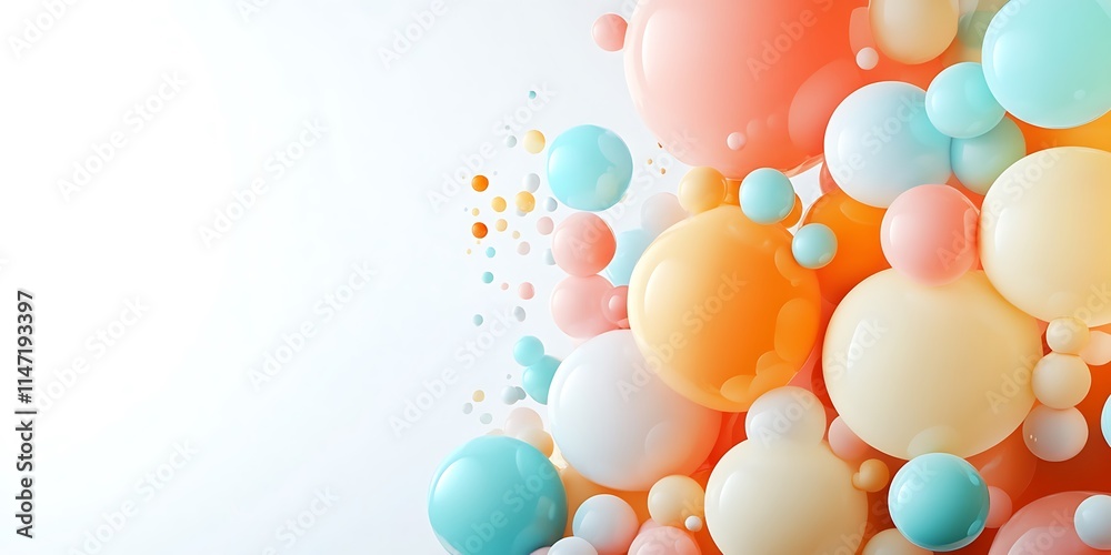 Abstract Pastel Spheres Floating in White Space