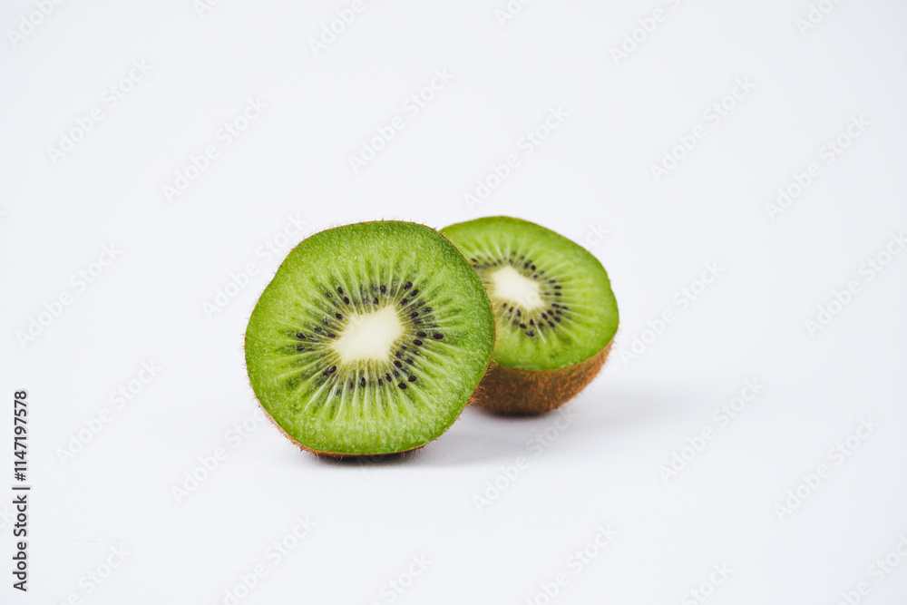 Kiwi fruit slices, isolated on white background Kiwi fruit slices, isolated on white background