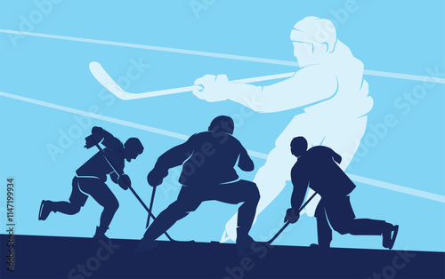 Premium Illustration of ice hockey players playing together best for your digital graphic and print	