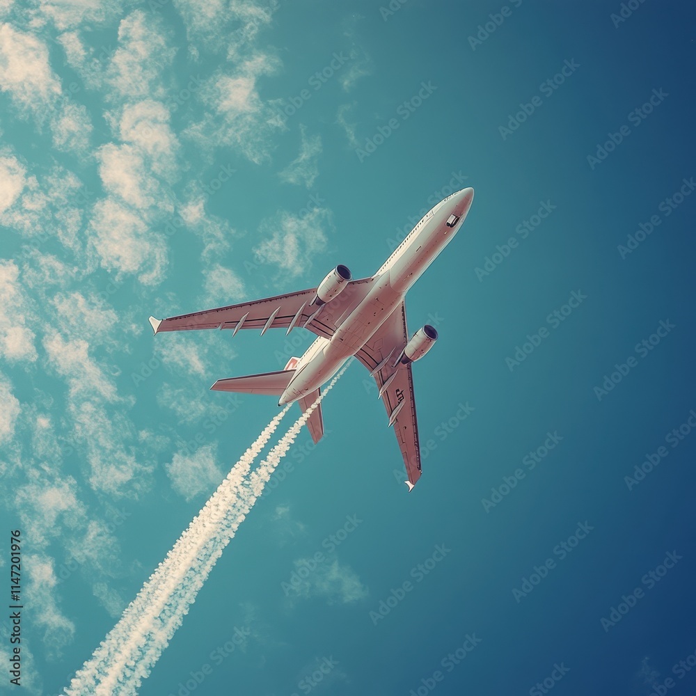 Fototapeta premium Airplane Performing Loop-the-Loop Against a Bright Vibrant Sky