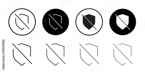No protection icon Flat line symbol