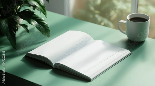 Soft Cover Magazine on the Green Table PSD Mockup