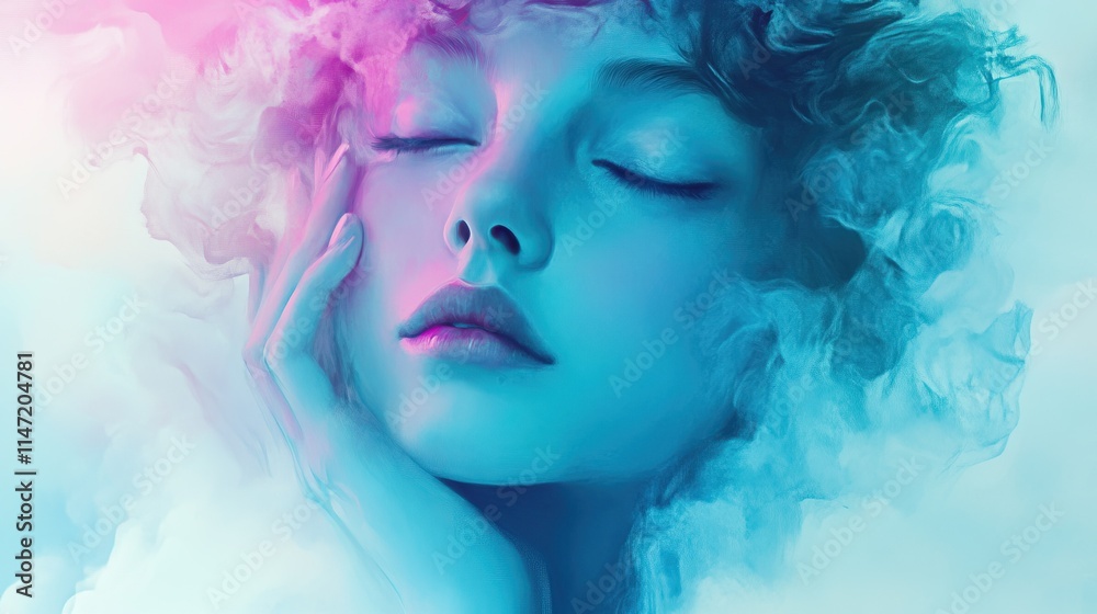 Surreal ethereal portrait in soft pastel tones. Generative Surreal ethereal portrait in soft pastel tones. Generative