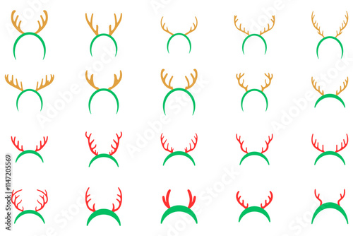 Christmas Antler Headband Illustration Design Set
