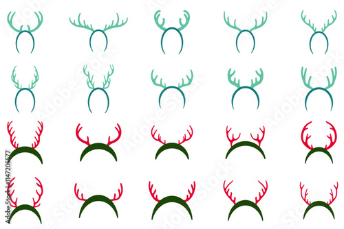 Christmas Antler Headband Illustration Design Set