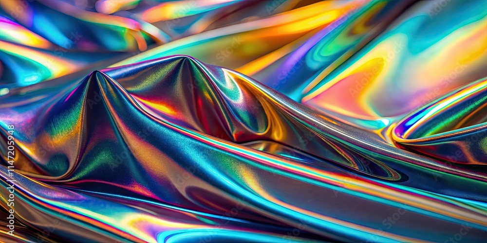 A close-up of a chrome-like material with a rainbow-colored A close-up of a chrome-like material with a rainbow-colored