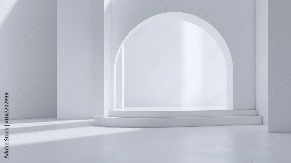 Fototapeta premium Empty white room with a window and blank walls