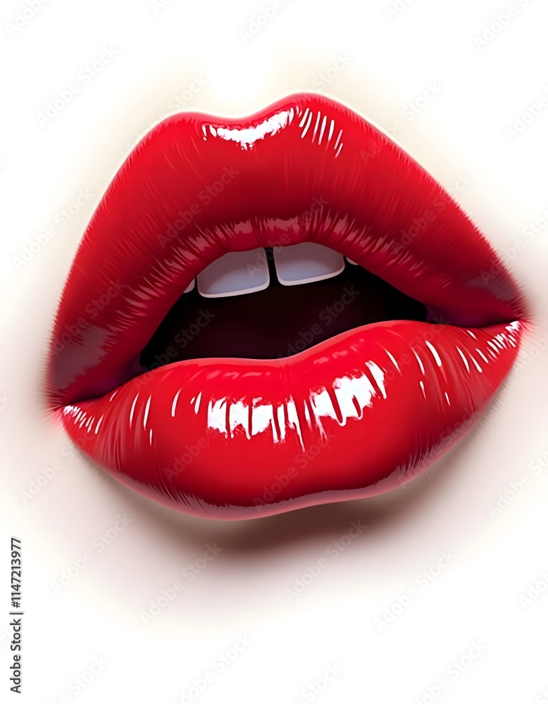 Obraz premium red lips emoji