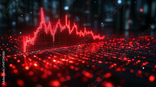 Wallpaper Mural Red Digital Stock Market Graph Decline Shows Losses Torontodigital.ca