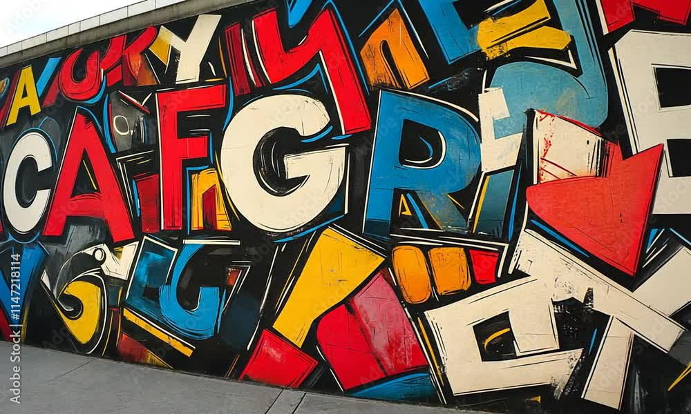 Vibrant Alphabet Graffiti Mural: A Colorful Explosion of Letters