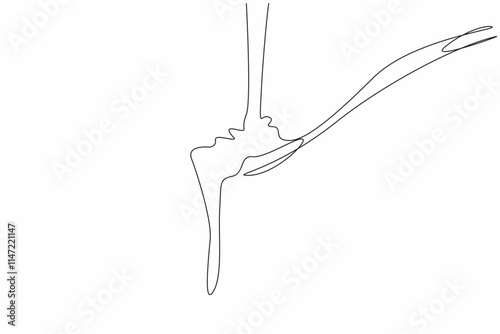 Continuous one line drawing caramel liquid poured into a spoon. Want to taste the extraordinary pleasure in the mouth. Sweetness. National Caramel Day. Single line draw design vector illustration