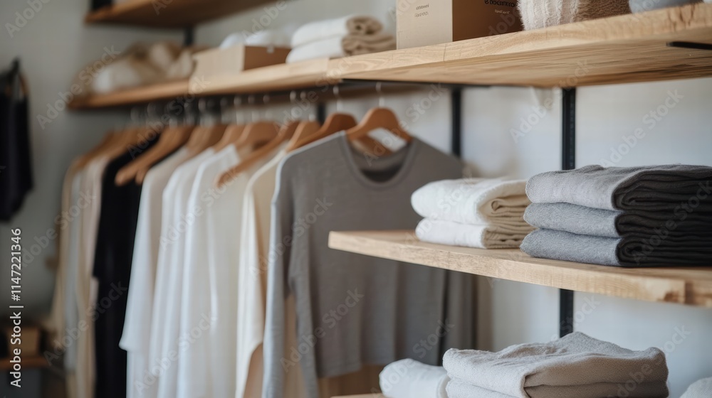 A white and gray rack of clothes with a few white shirts and a gray sweater A white and gray rack of clothes with a few white shirts and a gray sweater