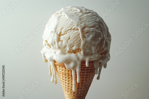 Melting ice cream cone featuring a planet earth dessert symbolizing climate change awareness photo