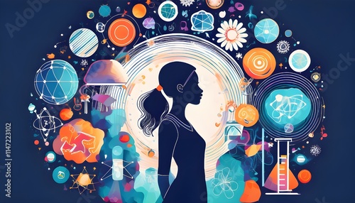 An illustration for the International Day of Women and Girls in Science