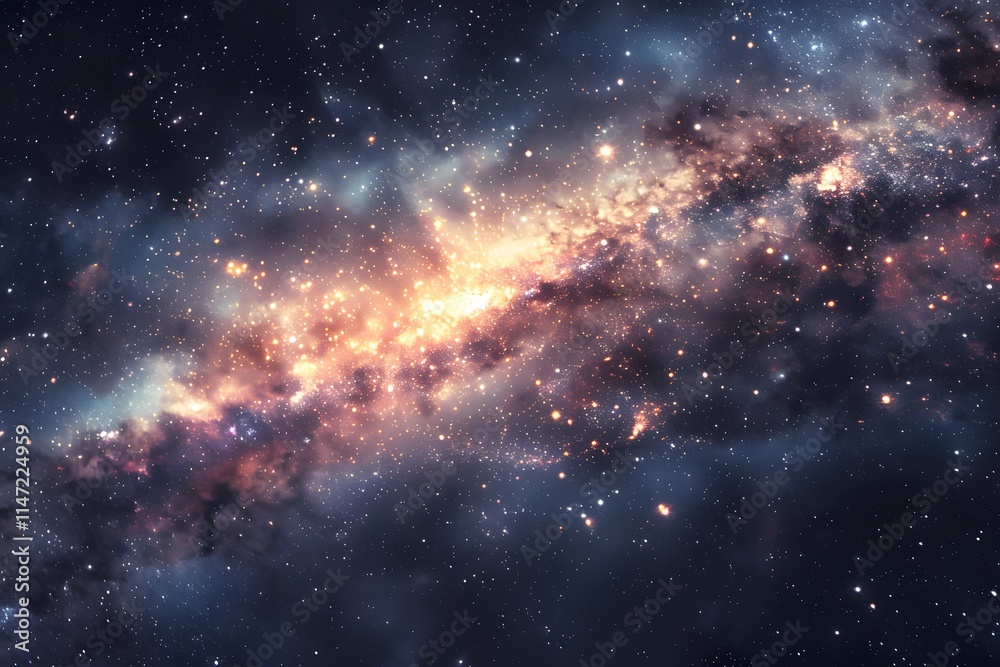 Fototapeta premium Cosmic Tapestry: A Galaxy of Stars and Nebulae