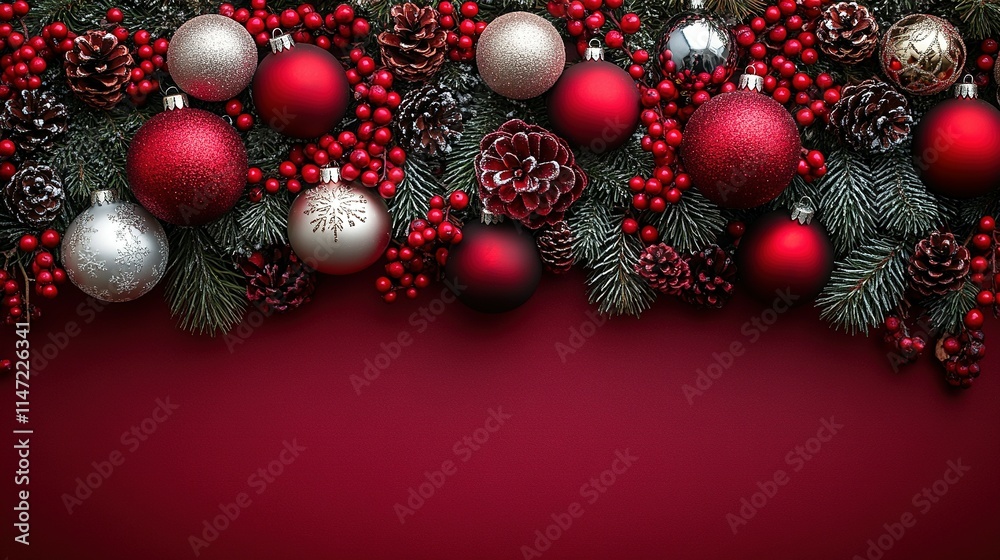 Festive Christmas Ornaments and Greenery Decor Festive Christmas Ornaments and Greenery Decor