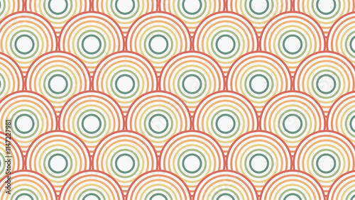 Japanese Chinese fish skin wave rainbow colors seamless pattern. White background. Geometric shape and ornamental vector. Design for fabric , wallpaper, banners and cover background.