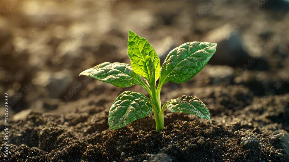 New Life Sprouting: A Young Plant Emerging from Soil New Life Sprouting: A Young Plant Emerging from Soil