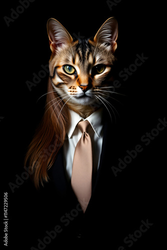 A Dapper Cat in a Suit: Feline Business Professional Portrait
