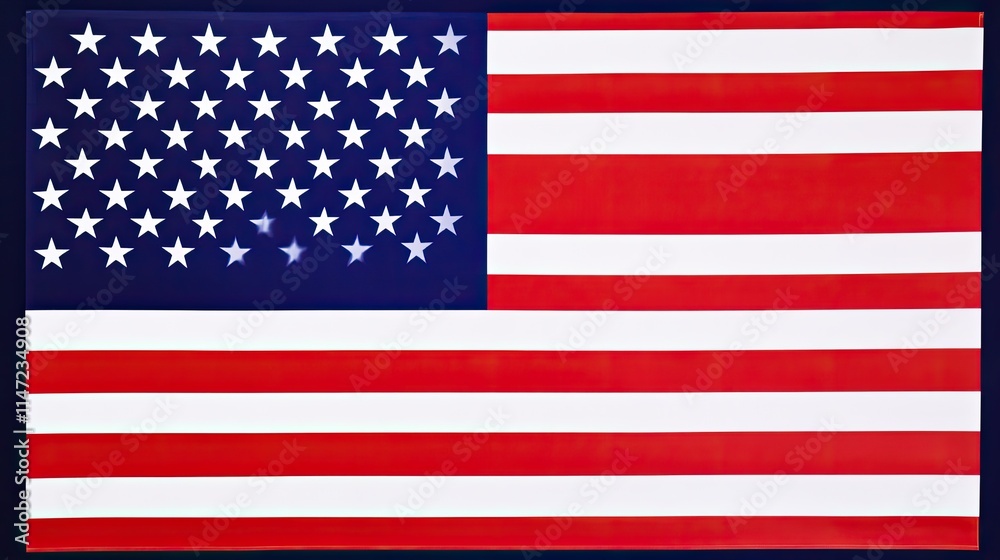Close-up view of an American flag with a slightly textured surface. Close-up view of an American flag with a slightly textured surface.