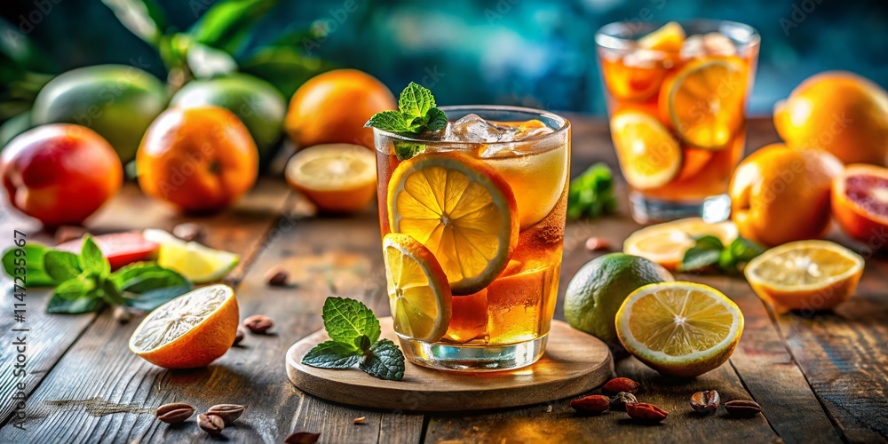 Iced Tea Chill Citrus Refreshment, High Depth of Field Iced Tea Chill Citrus Refreshment, High Depth of Field