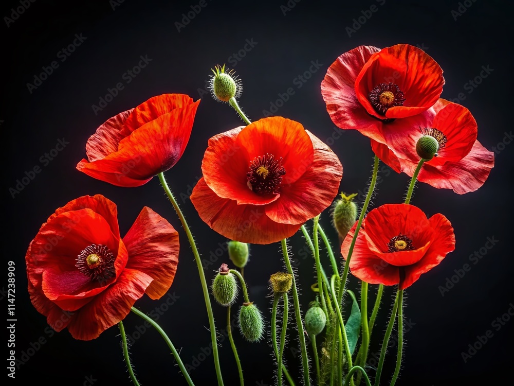 Obraz premium Red Poppy Minimalist Anzac Day 25th April - AI Art