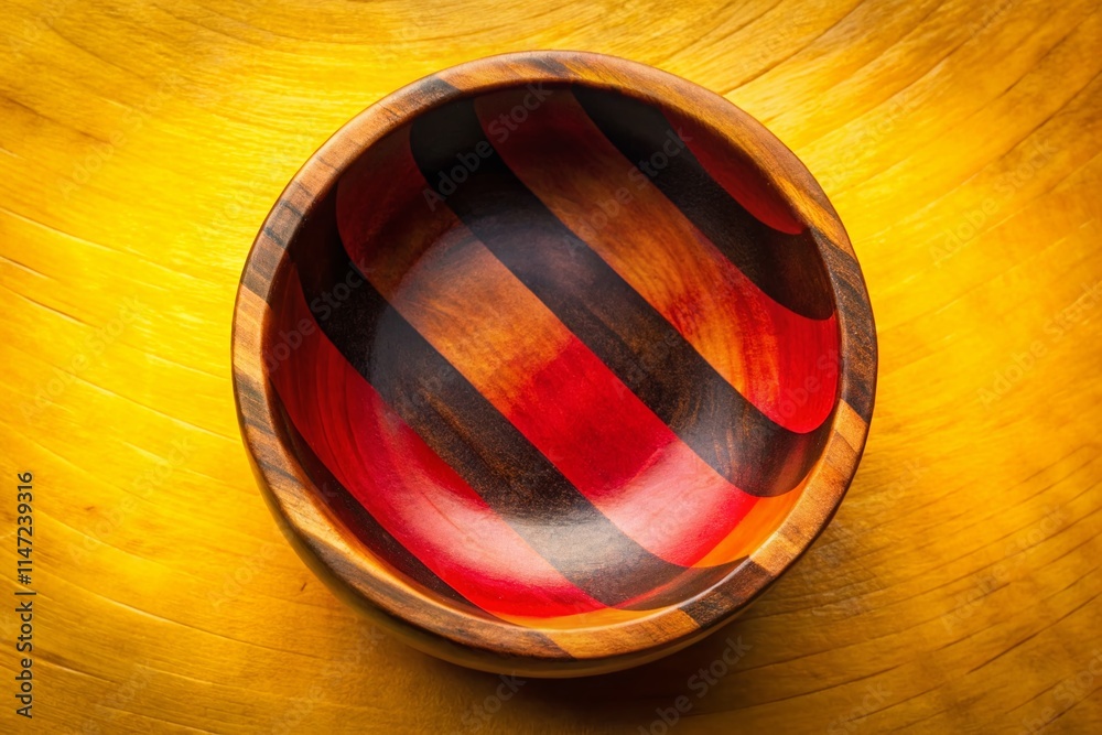 Fototapeta premium Rustic Wooden Bowl, Drone Shot, Home Decor, Warm Yellow
