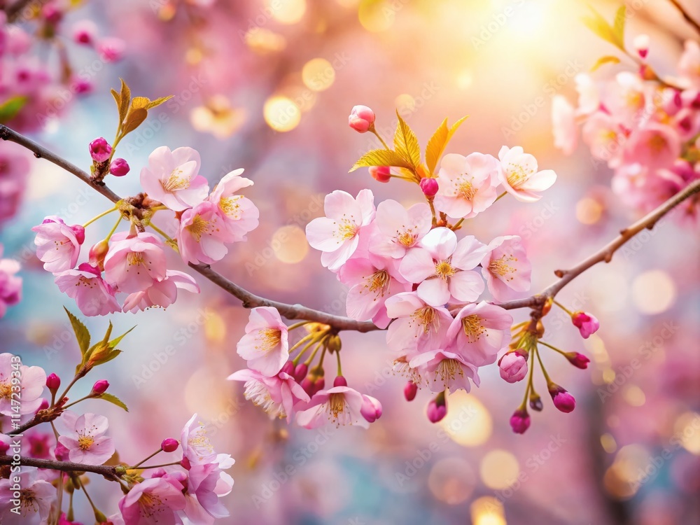 Sakura Blossom Background Decor - Beautiful Spring Floral Design Sakura Blossom Background Decor - Beautiful Spring Floral Design