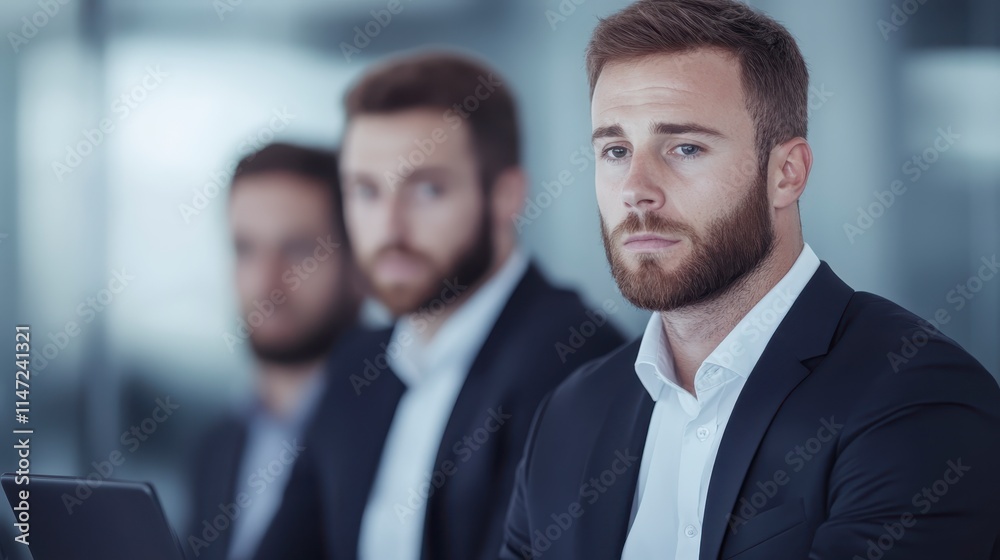A focused businessman sits in a meeting, displaying a thoughtful expression, with colleagues visible in the background. A focused businessman sits in a meeting, displaying a thoughtful expression, with colleagues visible in the background.
