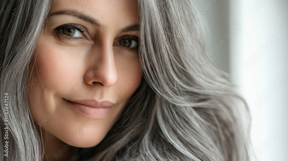 Portrait of a beautiful woman with a long grey hair Portrait of a beautiful woman with a long grey hair