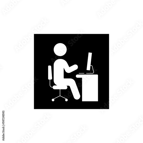 worker at desk icon, vectors illustration