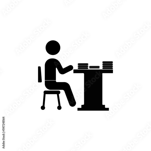 worker at desk icon, vectors illustration