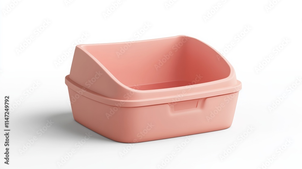 3D icon of a portable, foldable cat litter box with soft, smooth edges, isolated against a white background 3D icon of a portable, foldable cat litter box with soft, smooth edges, isolated against a white background