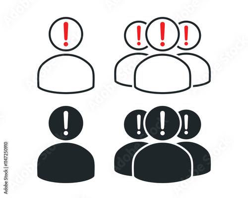 Person with warning mark icon. Illustration vector