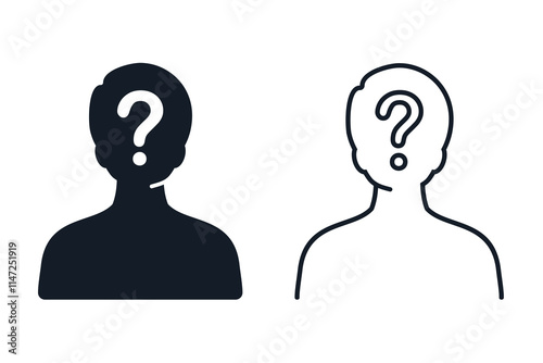 Person silhouette with question mark. illustration vector