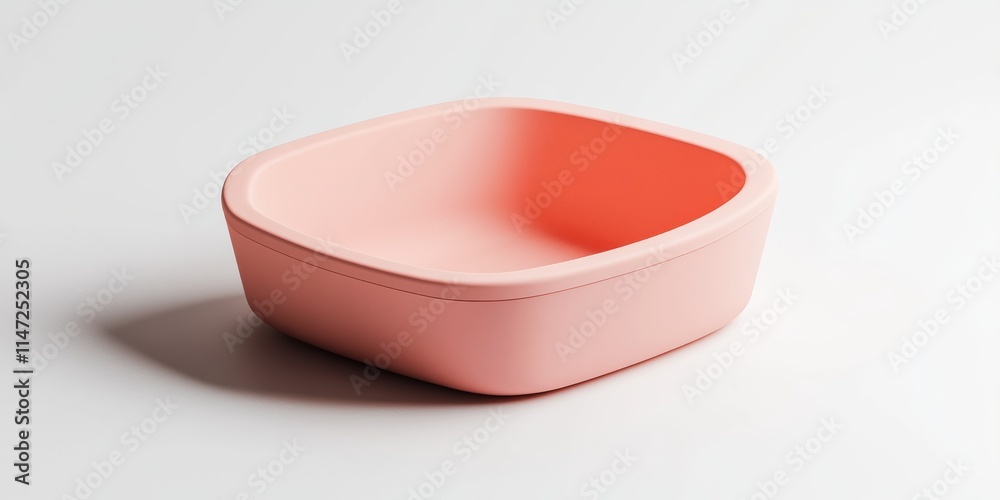 Simple 3D icon of a corner cat litter box with clean lines and smooth edges, isolated on a white backdrop Simple 3D icon of a corner cat litter box with clean lines and smooth edges, isolated on a white backdrop