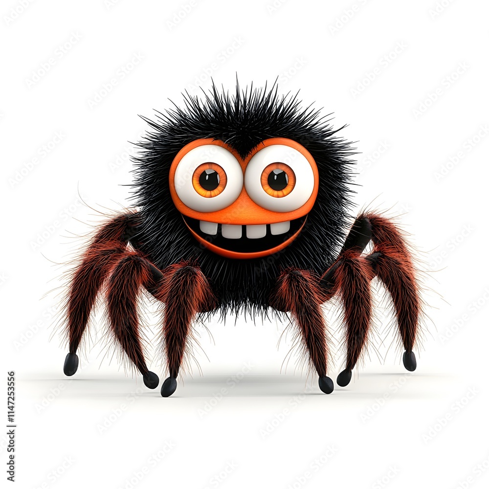 Cute Cartoon Spider Character with Big Eyes and Fluffy Texture Cute Cartoon Spider Character with Big Eyes and Fluffy Texture
